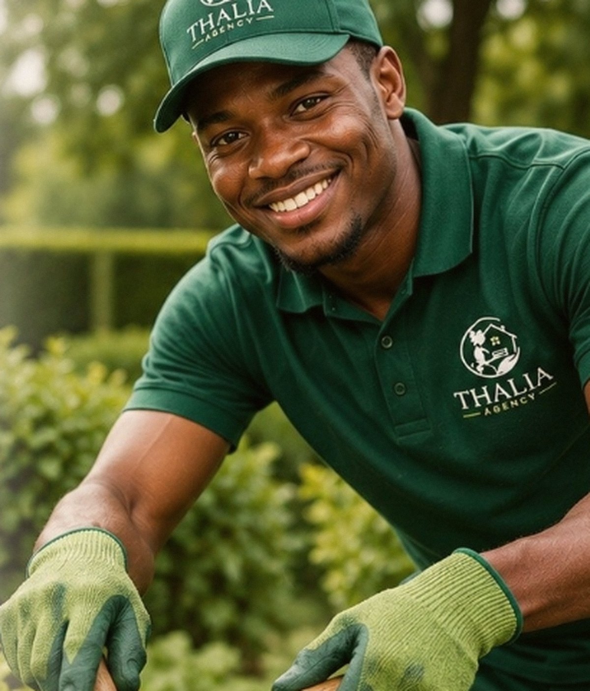 Garden boy trimming a hedge in a Harare garden